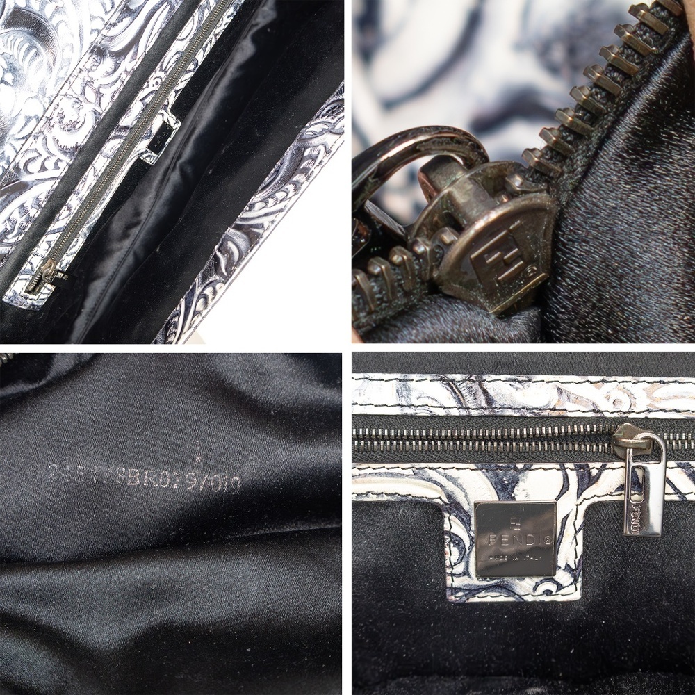 RARE‎ 90s Fendi Embossed Floral Leather Baguette Clutch Bag - Picture 6 of 7